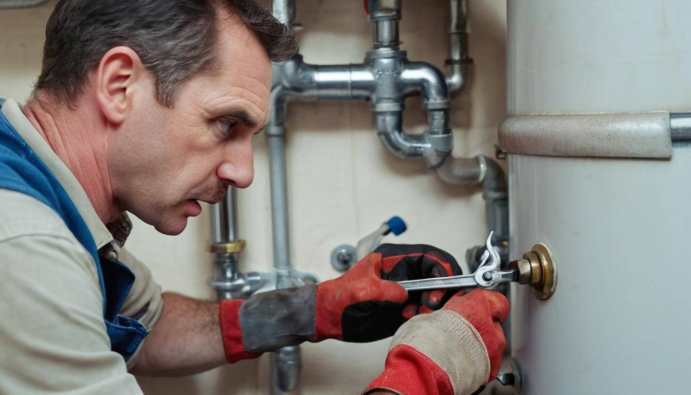 Skilled plumber fixing